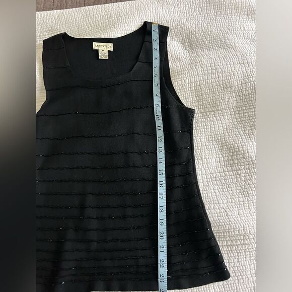 Ann Taylor Women’s Black Sleeveless 100% Silk Beaded Tank Top Size Medium - Picture 7 of 9